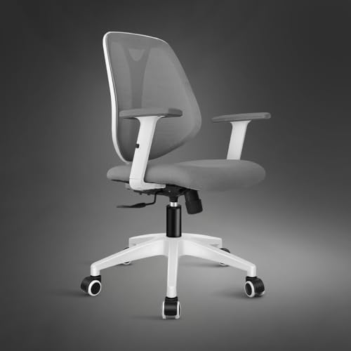 Image of Kepler Brooks Pulse Office Chair for Work | 3-Year Warranty | Ergonomic Office Chair, Study Chair for Home, 1D Arms, Single Lock Recliner, Heavy Duty Nylon Base (White Grey)