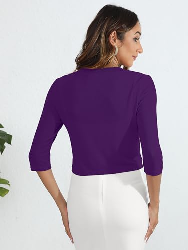 Image of Heymoments Women's Thin Shrugs 3 /4 Sleeve Lightweight Cropped Sweaters Open Front Cardigan for Dress