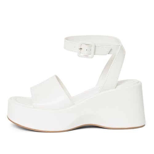 STYLISH S Womens Wedge Platform Sandals Open Toe Ankle Strap - FOCA2