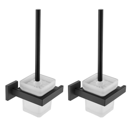 Stylish Matte Black Bathroom Accessories Set - Towel Rack Toilet Brush Holder Paper Towel Dispenser Glass Shelf Soap Dish Toothbrush Holder - Durable Modern Essentials for Elegant Home Decor