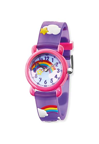 Herzengel Mädchen Analog Quarz Uhr mit Kunststoff Armband HEWA-Rainbow Cover
