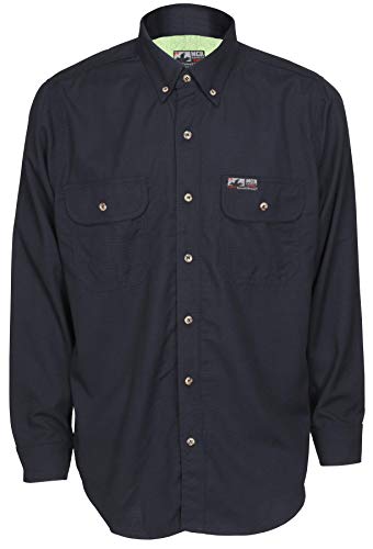 Image of MCR Safety Summit Breeze SBS1002MT Flame Resistant 5.5oz Inherent Blend Shirt, Underarm /Back Vents, Men's Work Shirt, Medium Tall, Navy