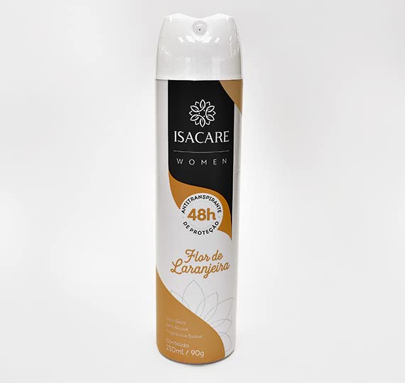 Desodorante Aerossol Mulher Flor de Laranjeira, Branco/Bege, Isacare, 150 ml