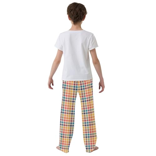 Check Plaid Blue Red Yellow Boys Pants for Kids Jogger Pants with Pockets S-XL3