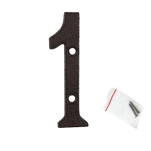 roslyong 3 Inch House Number, Vintage Address Numbers for Outside, Cast Iron Solid Metal Number 1 (Matching Screws Included)