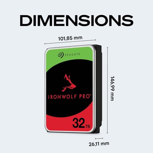 Image of Seagate IronWolf Pro 32TB, NAS internal hard drive, 3.5 inch, 7200 U /Min, CMR, 512 MB Cache, SATA 6 GB /S, Data Rescue Service (ST32000NT00)
