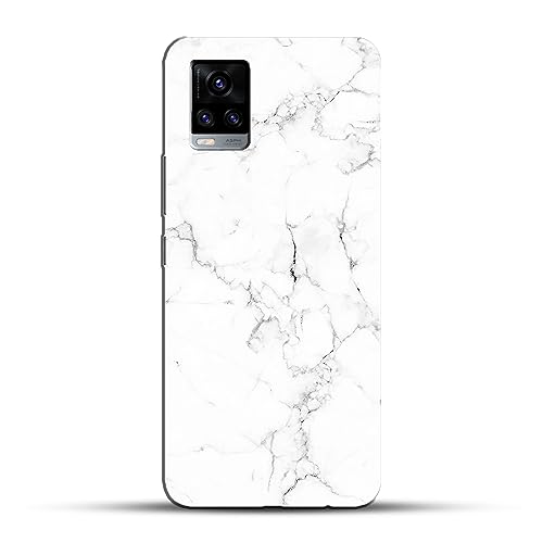 Image of COLORflow Back Cover Compatible with Vivo V20 | Beautiful White Marble | Designer Printed Hard CASE Bumper Back Cover Compatible with Vivo V20