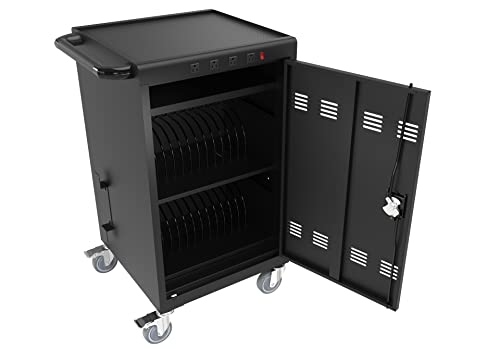 Laptop and Tablet Storage Cart, Mobile Charging Cart and Cabinet for Up to 36 Units, with Charging Port Screen Size Up to 16.3", Fits Chromebook, Tablet, Laptop, Suitable for School, Busines. Upgraded