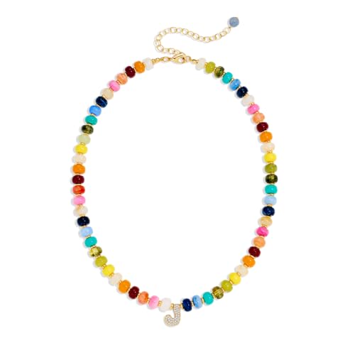 Collier ras du cou perles initiale femme petites perles et pendentif