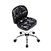 GANE Fauteuil de Bureau sans Bras Accueil Chaise de Bureau en Cuir Artificiel Dossier Accrue de Travail Chaise pivotante Chaise d'ordinateur (Rouge)