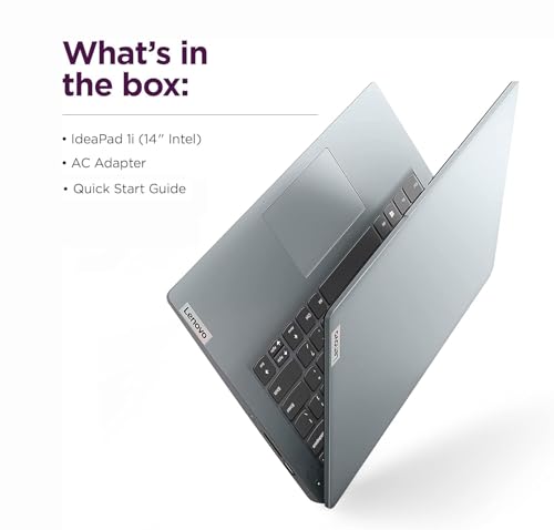 Image of Lenovo IdeaPad 1i Student Laptop, 14 inch Anti-Glare HD Display, Intel Dual Core Processor, 8GB RAM, 256GB eMMC, Intel UHD Graphics, Wi-Fi, Windows 11 Home, with 5ave 6-in-1 Accessory Kit