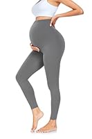 FuelMeFoot Damen Umstandsleggings High Waist Schwangerschaftsleggings Umstandshose Blickdicht Stretch Elastisch Weich Lang Yoga. Dunkelgrau L
