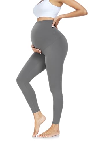 FuelMeFoot Damen Umstandsleggings High Waist Schwangerschaftsleggings Umstandshose Blickdicht Stretch Elastisch Weich Lang Yoga. Dunkelgrau L FuelMeFoot Damen Umstandsleggings High Waist Schwangerschaftsleggings Umstandshose Blickdicht Stretch Elastisch Weich Lang Yoga. Dunkelgrau L