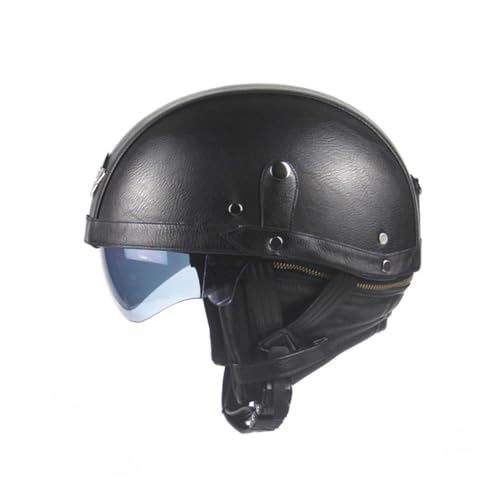 Casque demi-coque vintage Alipis noir pour rouler sans buée ni lourdeur en scooter