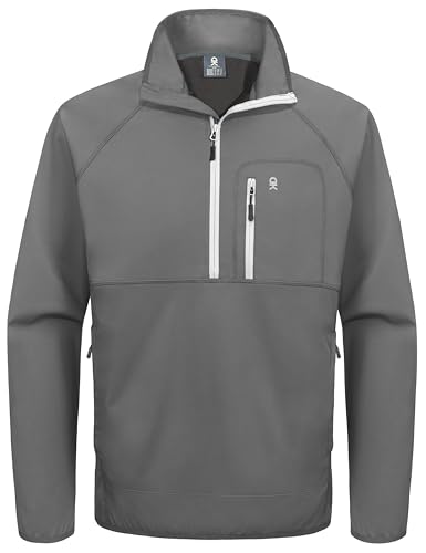 Little Donkey Andy Men's 1/4 Zip Pullover Golf Sweatshirts Waterproof Long Sleeve Athletic Shirts with 3 Pockets for MTB