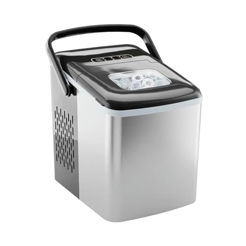 Máquina para hacer hielo de sobremesa AMNOOL, doble capacidad, fabrica cubos de hielo en 6 minutos, acabado en acero inoxidable miniatura 1