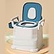 Tragbare Toilette, Abnehmbare Armlehne, Höhenverstellbar, Rutschfester PU-Sitz, Toilettenstuhl für ältere Menschen für Schlafzimmer mit Geruchsdichtem Bezug, Blau