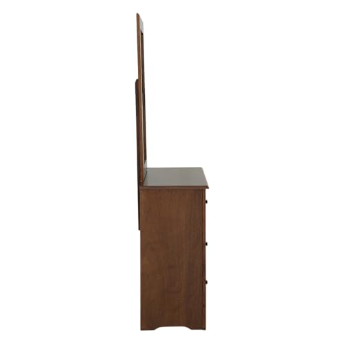 Image of Royaloak New York American Wooden Dresser | Solid Wood Veneer | Drawer Storage | Metal Knobs | Telescopic Channel | Elegant Design | American Collection | Dressing Table,Brown