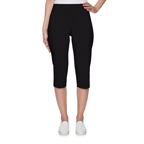 Ruby Rd. womens Womens Petite Mid-rise Pull-on Straight Solar Millennium Tech Clamdigger with Side Splits