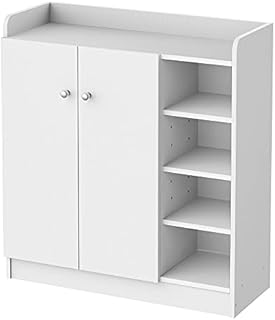HOMCOM Shoe Storage Cabinet Home Hallway Furniture 2 Doors w/Adjustable 4 Shelves Cupboard Footwear Rack Stand Organiser White