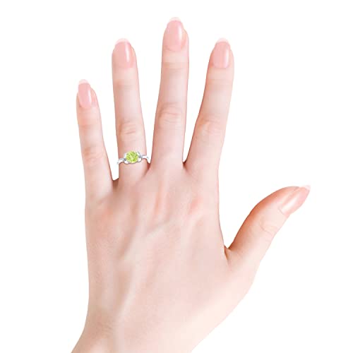 ANGARA Natural Peridot Solitaire Ring for Women in 14K Solid Gold | Birthday, Engagement, Anniversary, Wedding Jewelry Gift for Women4
