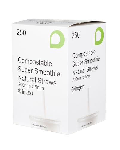 Biodegradable Smoothie Straws 9mm PLA x 1 Box of 250 Straws (250)