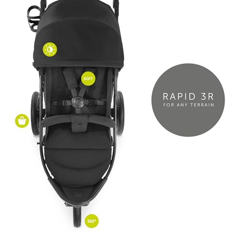 Image of hauck Rapid 3R All-Terrain Pushchair Baby Stroller for Toddlers - 3 Rubber Wheels, UPF 50+ Canopy, Adjustable Reclining Seat & Height Handle, and Compact One-Hand Fold