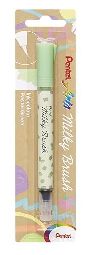 Pentel Milky Brush Stylo pinceau encre pastel liquide vert mat pour dessin sur papier