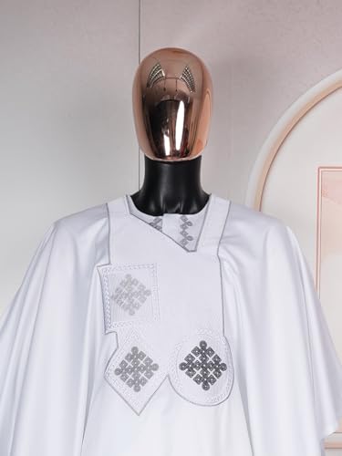 HD African Attire for Man Fashion Rhinestone Agbada Suit Boubou Caftan Pants 3 Pieces Clothes Set