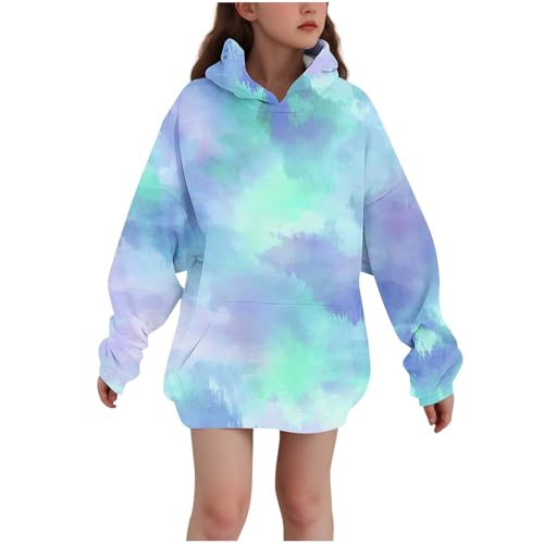 Cute Hoodies for Girls Tie Dye Oversized Pullover Tops Long Sleeve Trendy Sweatshirts Preppy Clothes 3-14 Years - Main Image