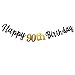 MEDIMQC Black Happy 90th Birthday Banner Sign Gold Glitter 90 Years Birthday Party Decorations Supplies Anniversary Celebration Backdrop Pre-Assembled (Black)
