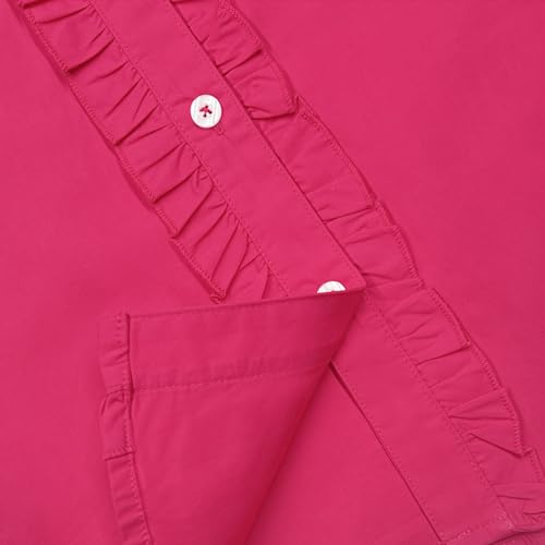 Image of Girls Short Sleeve Button Down Shirts Ruffle School Uniform Crop Tops Peter Pan Collar Plaid Blouse 4-13Y