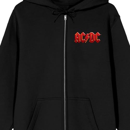 ACDC Angus Young with Horns Men's Black Zip Hoodie2