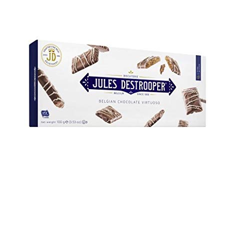 Jules Destrooper - Biscuits de canela recubiertos de chocolate con leche y decoradas con chocolate blanco 100 g - Caja de: 12 unidades