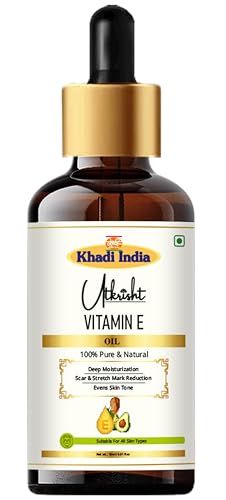 Image of Khadi Vitamin E Essential Oil 15 ml | Pure & Natural | For Scalp Care, Skin Tightening & Fine Lines | Anti Aging Properties | Oil for Face | All Skin Types | Aromatherapy for Men & Women