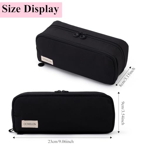 Image of CICIMELON Pencil Case Large Capacity Pen Pouch with Zippered Compartments Bag for School Girls Adults, Black