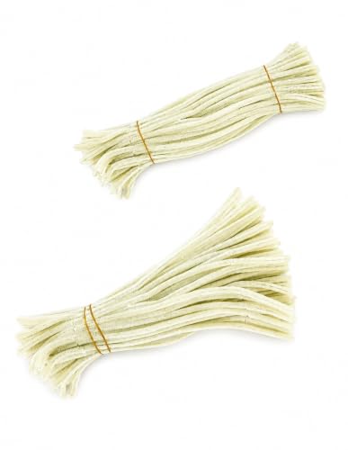 Image of 100Pcs Pipe Cleaners Craft Set | Chenille Stem Fuzzy Sticks DIY Craft Supplies for Art Projects Activities, Decorations, Flower Making, Modeling & Sculpting (chiffon white)