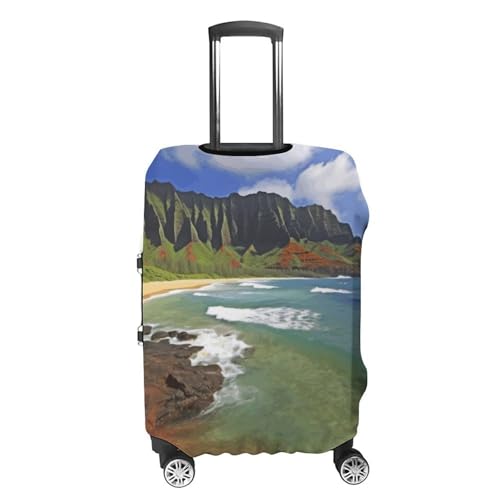 Carry on Luggage Cover Kauai Hawaii Seashore Suitcase Covers for Luggages Tsa Approved Travel Luggage Sleeve Protector Elastic Suitcase Protector Anti-Scratch Washable Fits 19-30 Inch Case -L4