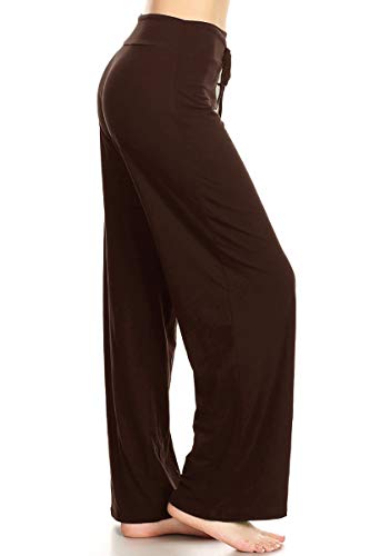 Image of Leggings Depot Women's Wide Leg Drawstring Pajama Pants for Lounge, Sleep | Soft, Breathable Poly-Span, Drawstring Waist, Comfy, Casual, Yoga, Everyday