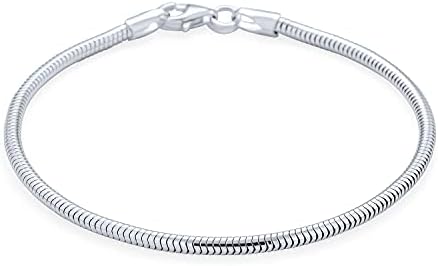 Snake Chain Starter Charm Fits European Beads Bracelet For Women Teen Strong .925 Sterling Silver Lobster Claw Clasp