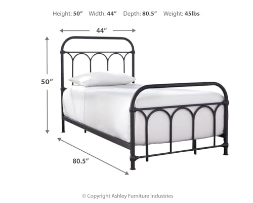 Signature Design by Ashley Nashburg Twin Metal Bed with Headboard, Black - image 4