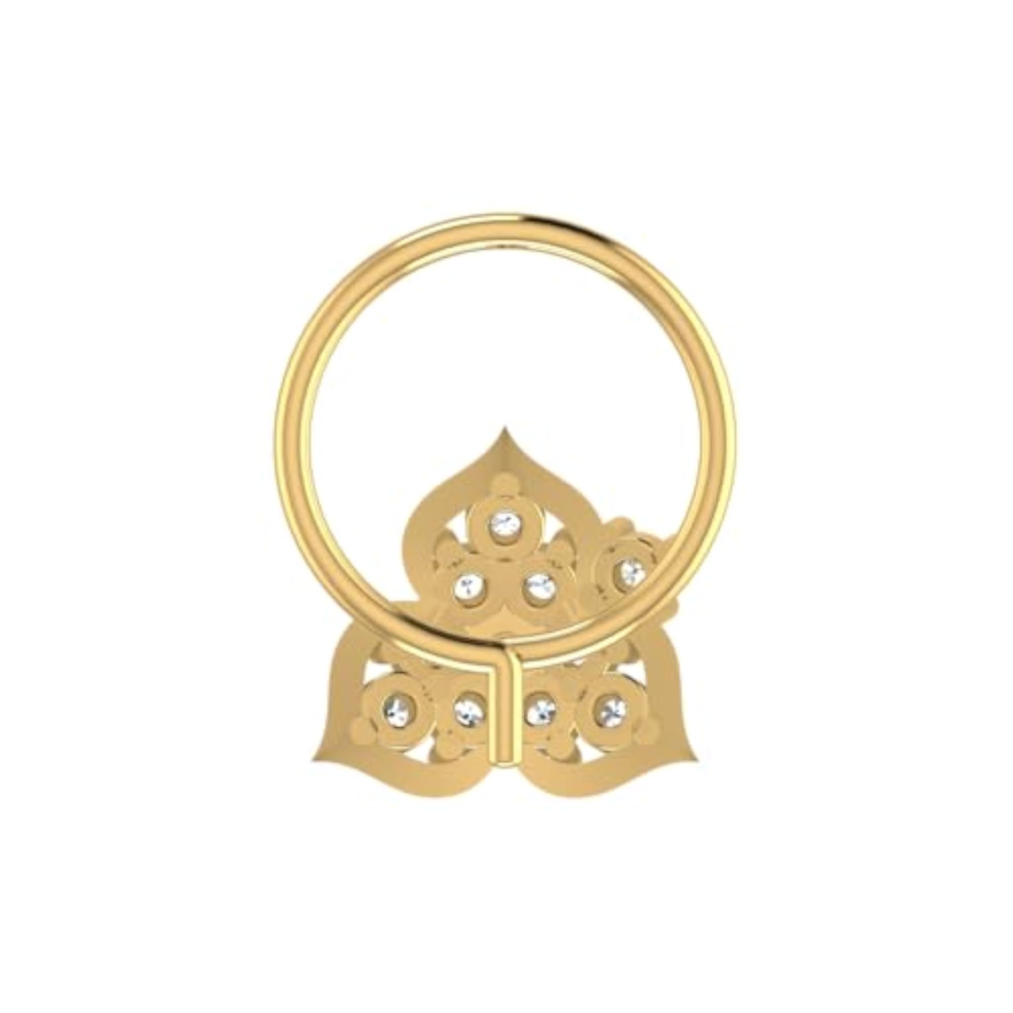 Women's 9K Hallmarked Yellow Gold Stud Nose Ring, Elegant Design