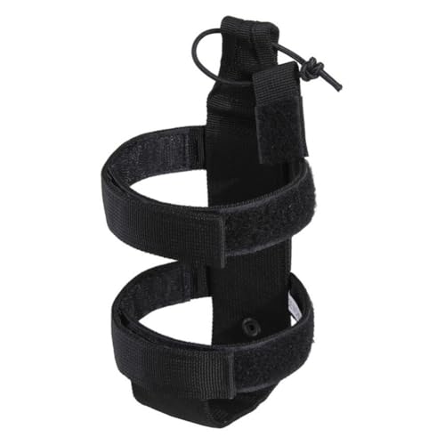 Bolsa para botella de agua Molle con cinturón ajustable y correas de seguridad dobles (negro)