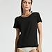 Sleep Shirts for Women - Pajama Tops for Women,Modal Round Neck Solid Color Pajamas Top Black
