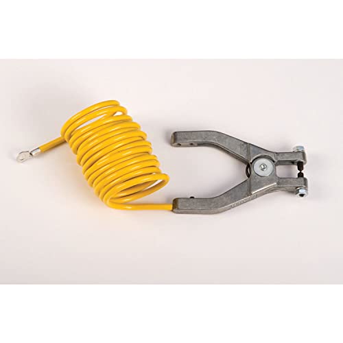 Justrite 08497 10' Long Insulated Grounding Wire with Hand Clamp and 1-4'' Terminal