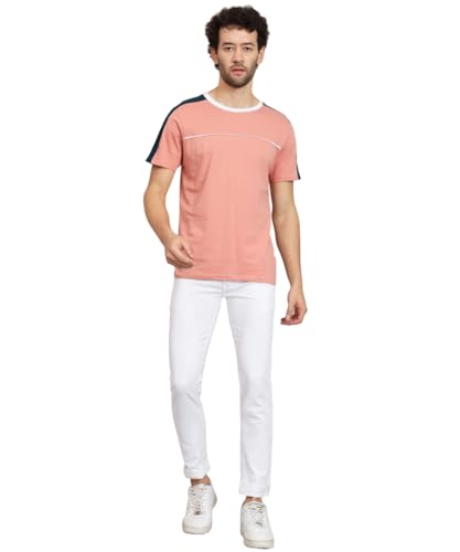 Image of Linaria White Plain Jeans, Straight Fit