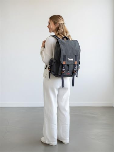 Image of The House of Tara Canvas Backpack for Men and Women | Casual Cotton Bag With 100% Cotton Inner Lining, 4 External & 3 Internal Pockets | Backpacks Suitable for College, Travel & Hiking (Phantom Black)