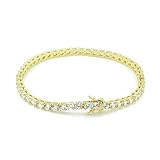 Cadena unisex de 3 mm de plata de ley 925 maciza chapada en D de 14 quilates, collar de 1 fila de 16 a 24 pulgadas, pulsera de 6.5 a 9 pulgadas, antideslustre, metal, circonita cúbica,