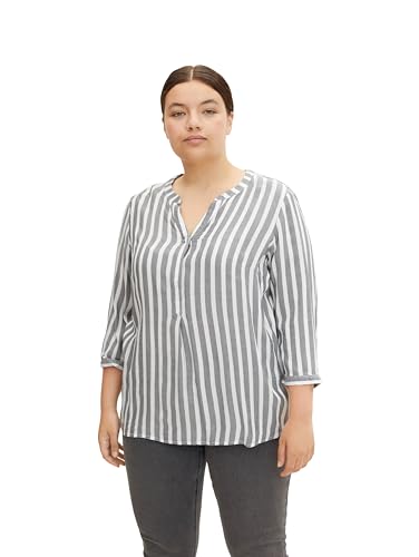 TOM TAILOR Damen Plussize Bluse mit Streifen & Brusttaschen