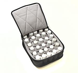 30ml 30-Bottle Essential Oil Carrying Cases Hold 30ml Bottles - Black w/Light Grey Interior - 5" high